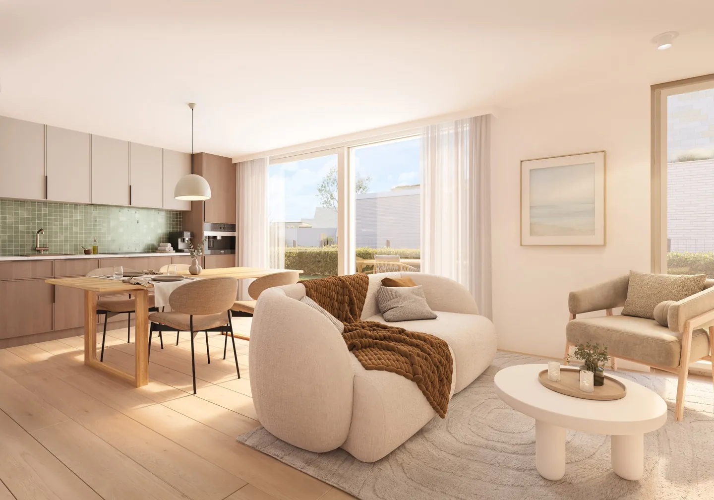 Woonkamer met open keuken
